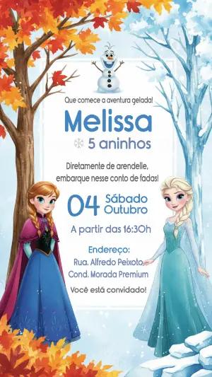 Convite Digital Frozen Duas Estações para Aniversário Editável