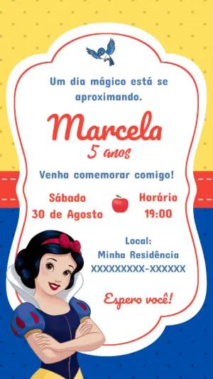 Convite de Aniversário Branca de Neve para Editar Online
