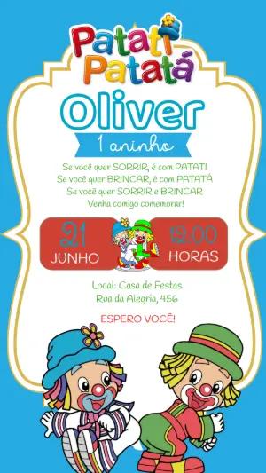 Convite Editável Patati Patatá para Aniversário Infantil