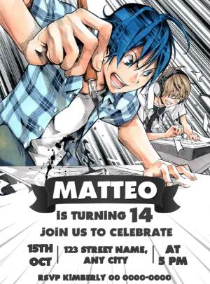 Bakuman Manga Style Birthday Invitation - Editable Template