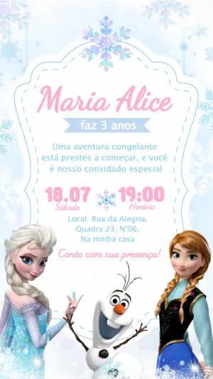 Convite de Aniversário Frozen com Personagens para Editar