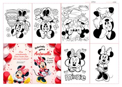Livrinho de Colorir Minnie Vermelha Editável para Aniversário