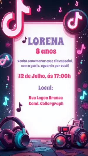 Convite de Aniversário Tema TikTok para Editar Online