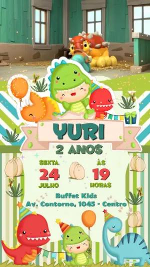 Convite Animado Aniversário Dinossauro Baby para Editar Online
