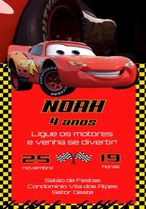 Convite Animado Aniversário Carros Disney para Editar Online
