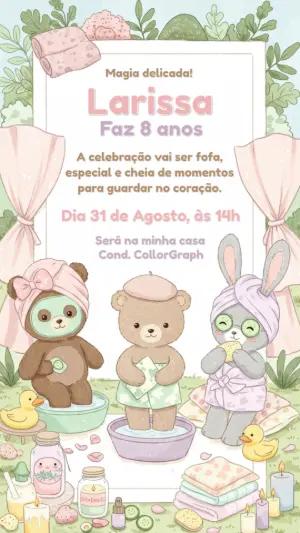 Convite de Aniversário Spa dos Bichinhos para Editar Online