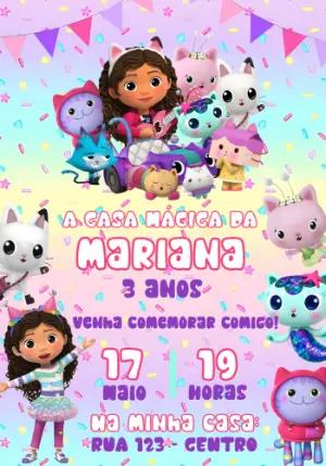 Convite de Aniversário A Casa Mágica da Gabby Editável