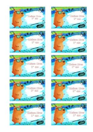 Etiqueta Escolar Editável com Capivara Descolada para Imprimir