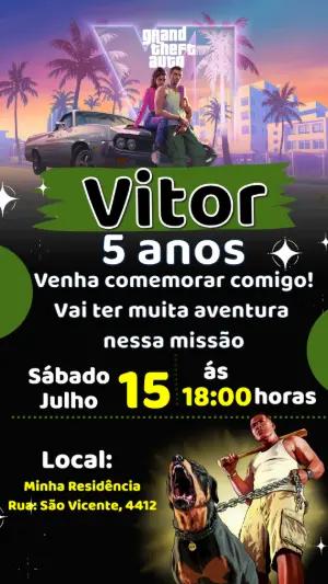 Convite de Aniversário GTA V para Editar