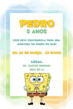 Convite Aniversário Bob Esponja Fundo do Mar para Editar