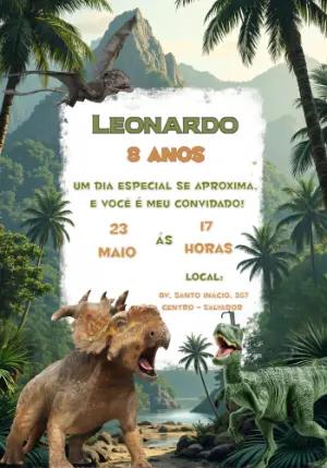 Convite de Aniversário Dinossauros para Editar Online