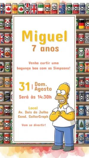 Convite de Aniversário Os Simpsons com Homer para Editar Online