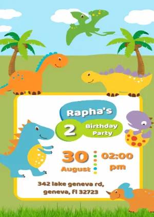 Cute Dinosaur Birthday Invitation | Editable Digital Template