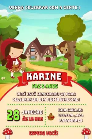 Convite Aniversário Chapeuzinho Vermelho para Editar Online