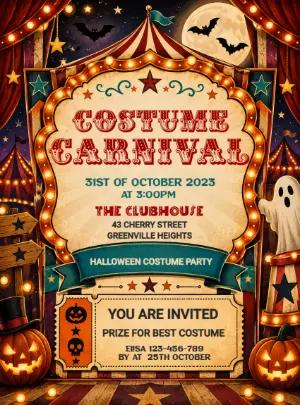 Vintage Halloween Carnival Invitation | Editable Template