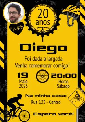 Convite de Aniversário Ciclista com Foto para Editar Online