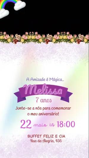 Convite Animado My Little Pony: Vídeo de Aniversário para Editar