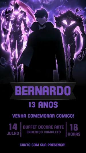 Convite Animado Aniversário Solo Leveling para Editar Online