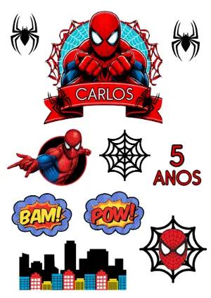 Topo de Bolo Homem Aranha: Kit Editável para Imprimir