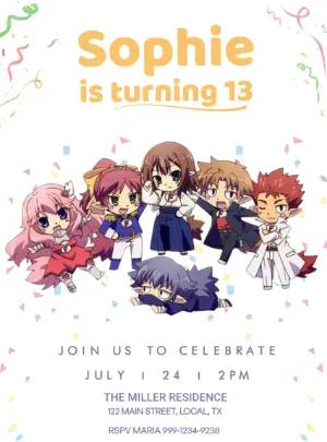 Baka to Test to Shoukanjuu Birthday Invitation - Editable Digital Template