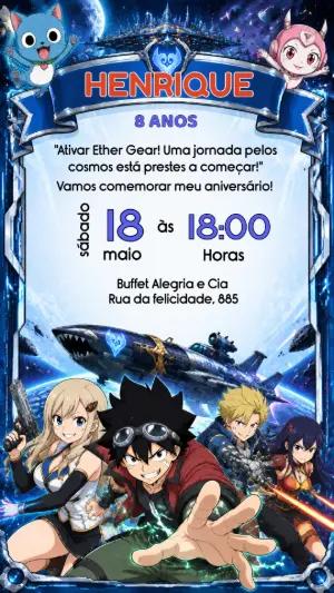 Convite de Aniversário Edens Zero Modelo Digital para Editar