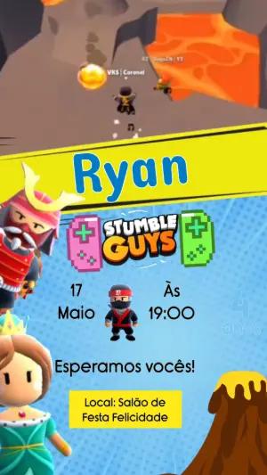 Convite Animado Stumble Guys: Vídeo de Aniversário Editável