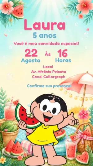 Convite Digital Magali Festa Tropical para Aniversário Editável