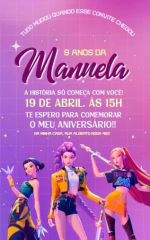 Convite de Aniversário Gamer Menina Estilo K-pop Editável
