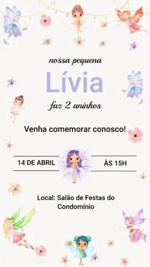 Convite Aniversário Fadinhas Encantadas para Editar Online