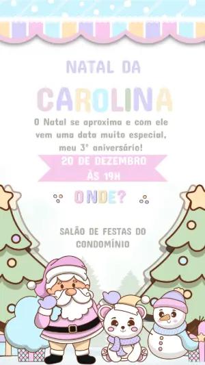Convite Aniversário Infantil Natalino Fofo para Editar