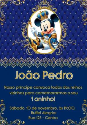 Convite de Aniversário Mickey Realeza para Editar Online