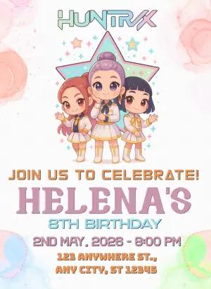 Demon Hunter Kpop Birthday Invitation | Editable Digital Template