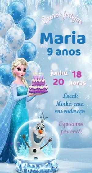 Convite de Aniversário Frozen Azul para Editar