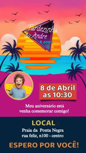 Convite Animado Aniversário Tardezinha para Editar Online