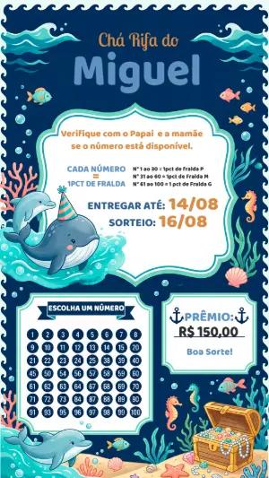 Chá Rifa Fundo do Mar Infantil para Editar