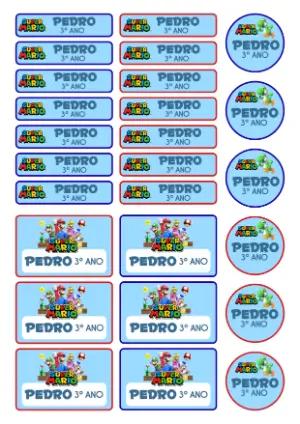 Etiquetas Escolares Super Mario Editáveis para Imprimir