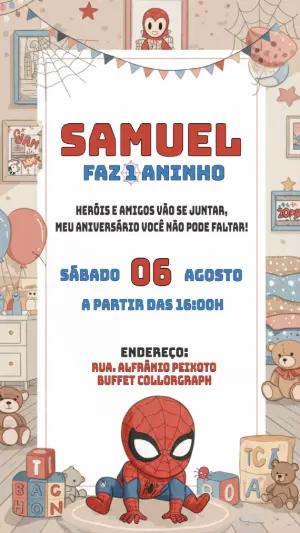 Convite Aniversário Homem-Aranha Baby Editável Online