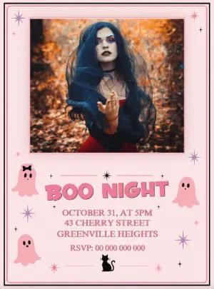 Editable Pink Halloween Party Invitation with Photo