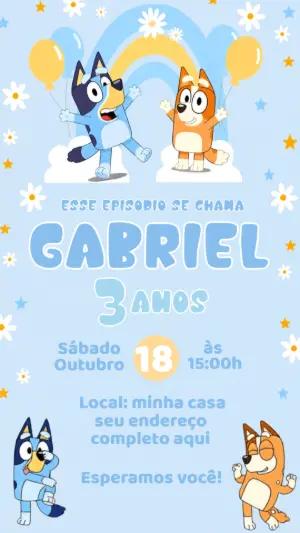 Convite Animado de Aniversário Bluey para Editar