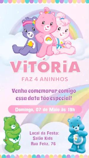 Convite Aniversário Ursinhos Carinhosos para Editar Online