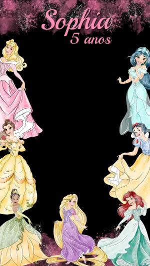 Moldura para Stories Princesas Disney com Moldura Rosa Editável