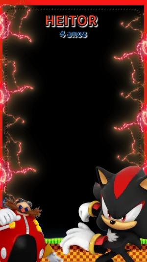 Moldura de Aniversário Sonic Shadow para Stories Editável