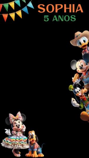 Moldura para Stories Festa Junina Turma do Mickey Editável