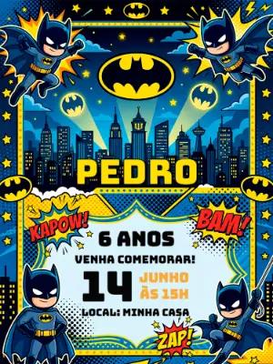 Convite de Aniversário Batman Baby Estilo Gibi para Editar Online