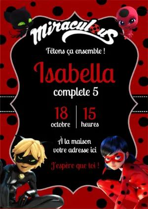 Invitation Anniversaire Miraculous Ladybug à Modifier en Ligne
