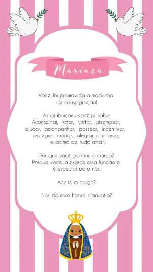 Convite Madrinha de Consagração Nossa Senhora para Editar