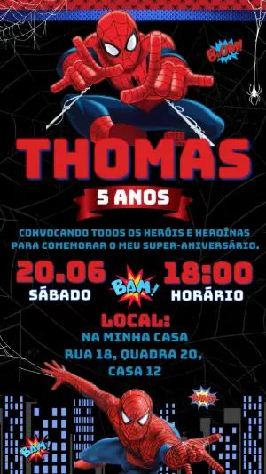 Convite Digital Homem-Aranha Herói | Modelo Editável para Festa