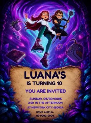 Hexed Birthday Invitation | Magical Adventure Editable Template