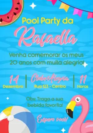 Convite Digital Festa na Piscina Tropical Editável