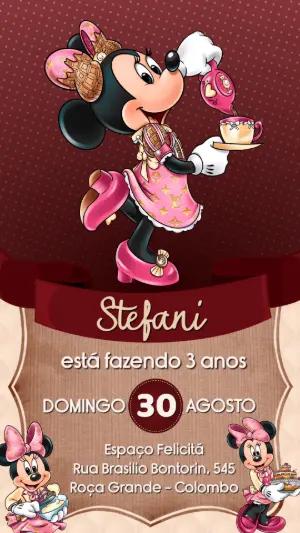 Convite Aniversário Minnie Confeiteira para Editar Online